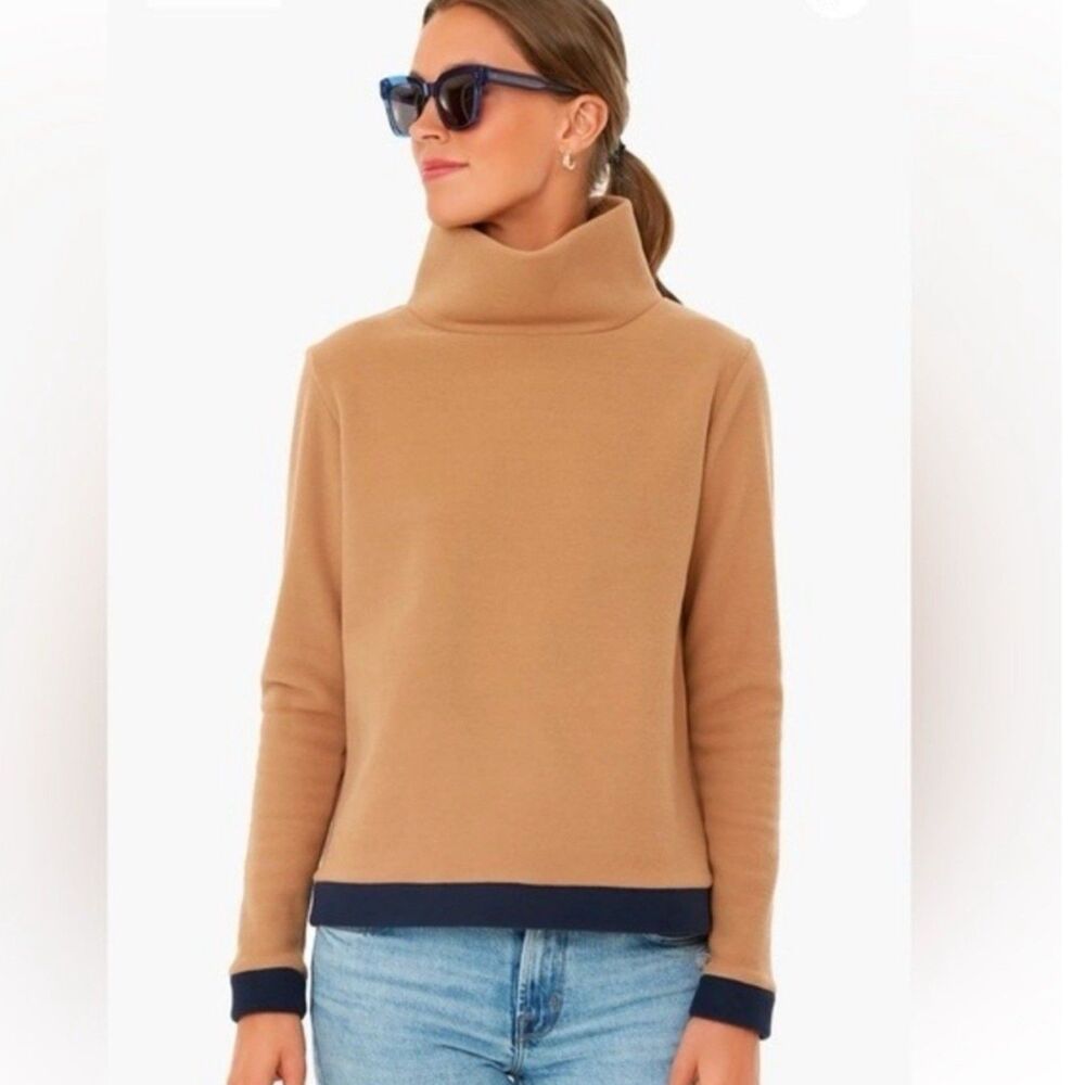 Dudley Stephens Park Slope Mockneck Sweater Camel Colorblock Vello Fleece Size M